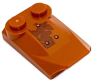 LEGO Orange sombre Pente 2 x 3 x 0.7 Incurvé avec Aile avec Rivets et Rust (La gauche) Autocollant (47456)