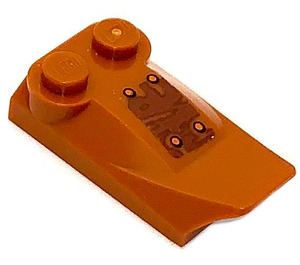LEGO Orange sombre Pente 2 x 3 x 0.7 Incurvé avec Aile avec Rivets et Rust (Droite) Autocollant (47456)