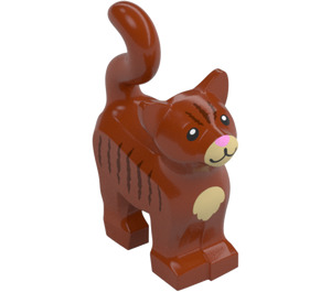 LEGO Orange Sombre Standing Chat avec Longue Queue avec Bronzer Fourrure et Rayures (16237 / 32714)