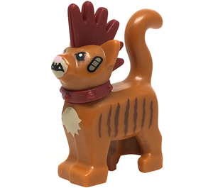 LEGO Dunkelorange Standing Katze mit Mohawk, Kragen und Bandage (49986)