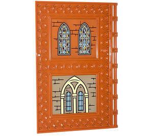 LEGO Dark Orange Tile 10 x 16 with Studs on Edges with Hogwarts Shield with Leaded Windows Sticker (69934)