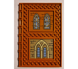 LEGO Dark Orange Tile 10 x 16 with Studs on Edges with Leaded Windows Sticker (69934)