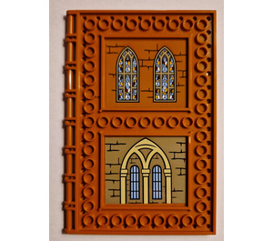 LEGO Dunkelorange Fliese 10 x 16 mit Bolzen auf Edges mit Leaded Windows Aufkleber (69934)