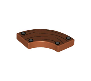 LEGO Tmavě oranžová Dlaždice 2 x 2 Zakřivený Roh s Wood Grain a Nails (27925 / 78896)