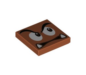 LEGO Dark Orange Tile 2 x 2 with Goomba Face with Right Eyes with Groove (3068 / 68917)