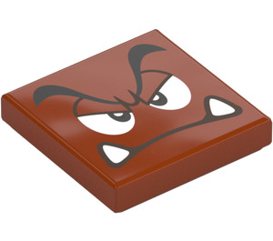 LEGO Mørk oransje Tile 2 x 2 med Goomba Grumpy Ansikt med Rille (3068 / 101883)