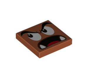 LEGO Dark Orange Tile 2 x 2 with Parachute Goomba Face Looking up with Groove (3068 / 80050)