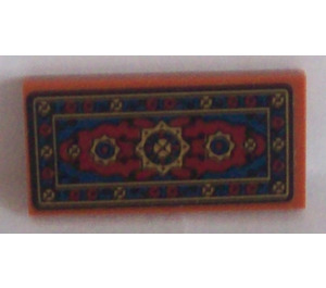 LEGO Dark Orange Tile 2 x 4 with Dark Blue, Black and Dark Red Oriental Rug Sticker (87079)