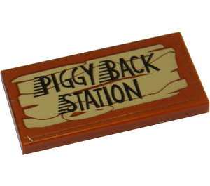 LEGO Dark Orange Tile 2 x 4 with Piggy Back Station Sticker (87079)