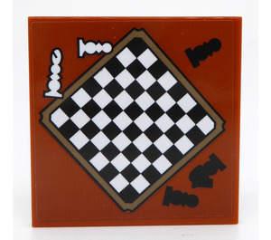 LEGO Arancione scuro Piastrella 4 x 4 con Chessboard Adesivo (1751)