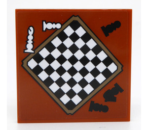 LEGO Orange sombre Tuile 4 x 4 avec Chessboard Autocollant (1751)