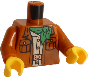 LEGO Tmavě oranžová Trup s Zelená Šátek a 2 Pockets (Misako) (973 / 76382)