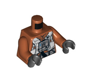 LEGO Donkeroranje X-Vleugel Piloot Minifiguur Torso met Donkeroranje Armen en Zwart Handen (973 / 76382)