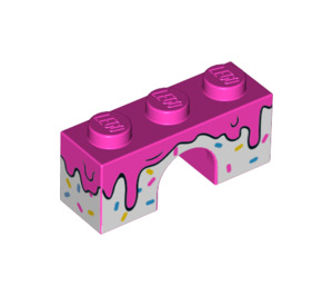 LEGO Ciemno różowy Łuk 1 x 3 z Lody melting I sprinkles (4490 / 38932)