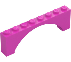 LEGO Dark Pink Arch 1 x 8 x 2 Raised, Thin Top without Reinforced Underside (16577 / 40296)