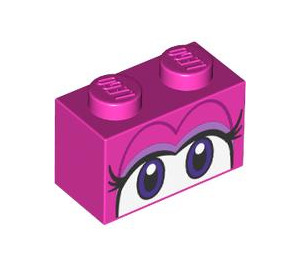 LEGO Dunkelpink Backstein 1 x 2 mit Birdo Purple Augen mit Unterrohr (3004 / 79545)