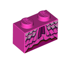 LEGO Dark Pink Brick 1 x 2 with dress with Bottom Tube (3004 / 53200)