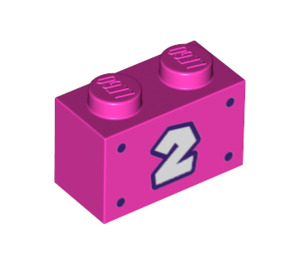 LEGO Rose foncé Brique 1 x 2 avec Number 2 avec tube inférieur (3004 / 94191)