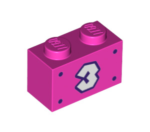 LEGO Rose foncé Brique 1 x 2 avec Number 3 avec tube inférieur (3004 / 94197)