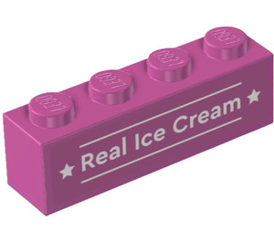 LEGO Dark Pink Brick 1 x 4 with 'Real Ice Cream' Sticker (3010)