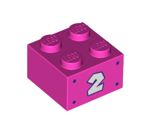 LEGO Dark Pink Brick 2 x 2 with '2' (3003 / 68978)