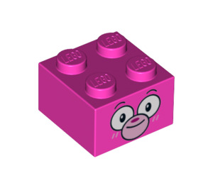 LEGO Dunkelpink Backstein 2 x 2 mit Bear Gesicht (3003 / 39036)