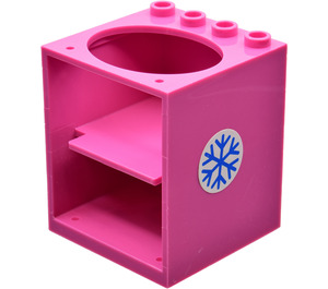 LEGO Dunkelpink Cabinet 4 x 4 x 4 mit Sink Loch mit Blau Snowflake Aufkleber mit Türhalterlöchern (6197)