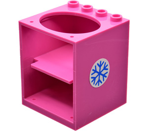 LEGO Rose Foncé Cabinet 4 x 4 x 4 avec Sink Trou avec Bleu Snowflake Autocollant avec Trous pour Tenant de Porte (6197)