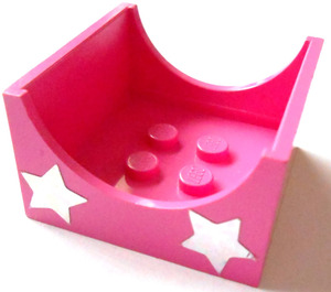 LEGO Dark Pink Container Box 4 x 4 x 2 with Hollowed-Out Semi-Circle with Silver Stars Sticker (4461)