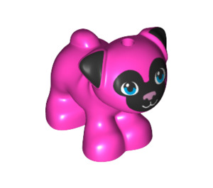 LEGO Rose Foncé Chien - Pug avec Noir Oreilles et Muzzle et Metallic Rose Nez (72464 / 77303)