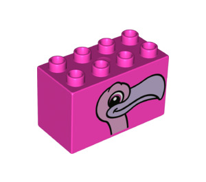 LEGO Dark Pink Duplo Brick 2 x 4 x 2 with Flamingo Head (31111 / 43528)