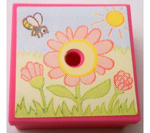LEGO Dark Pink Gift Parcel with Film Hinge with Bee & Flower Sticker (33031)