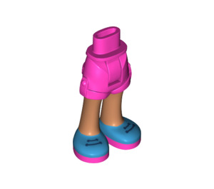 LEGO Dark Pink Hip with Rolled Up Shorts with Blue Shoes with Purple Soles with Thick Hinge (35556 / 35557)