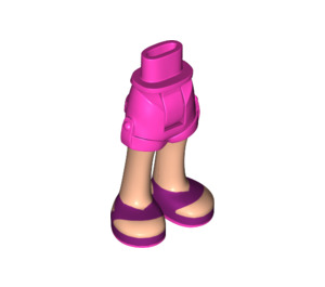 LEGO Dark Pink Hip with Rolled Up Shorts with Pink Sandals with Thick Hinge (11403 / 35557)