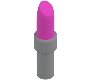 LEGO Donkerroze Lipstick met Medium Stone Grijs Handvat (25866 / 93094)