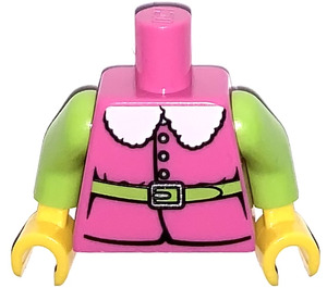 LEGO Dark Pink Minifig Torso Dark Pink Jacket with Lime Green Arms (973)
