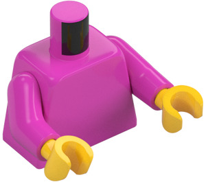 LEGO Dunkles Pink Einfach Minifigur Torso mit Dark Rosa Arme und Gelb Hände (73403 / 76382)