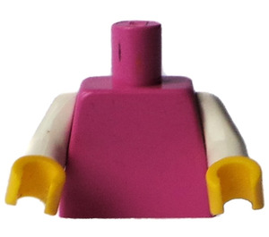 LEGO Dunkles Pink Einfach Torso mit Weiß Arme und Gelb Hände (76382 / 88585)