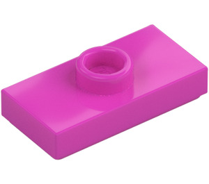 LEGO Dark Pink Plate 1 x 2 with 1 Stud (with Groove and Bottom Stud Holder) (15573 / 78823)