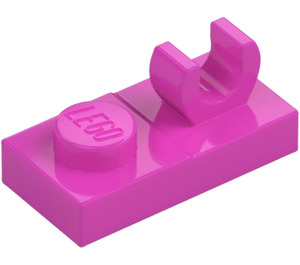 LEGO Dunkles Pink Platte 1 x 2 mit oben Clip ohne Lücke (44861)