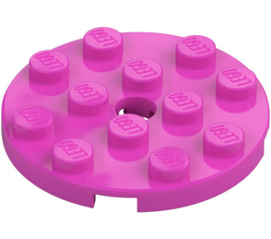 LEGO Dark Pink Plate 4 x 4 Round with Hole and Snapstud (60474)