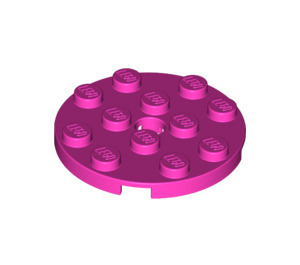 LEGO Dark Pink Plate 4 x 4 Round with Hole and Snapstud (60474)