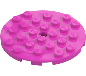 LEGO Dark Pink Plate 6 x 6 Round with Pin Hole (11213)