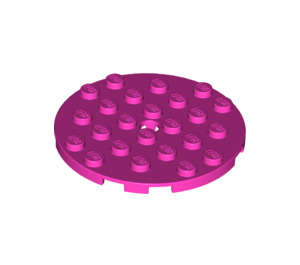 LEGO Dark Pink Plate 6 x 6 Round with Pin Hole (11213)