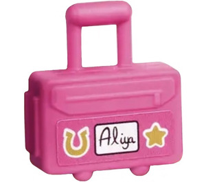 LEGO Dunkles Pink Koffer (Groß) mit ‘Aliya’, Horseshoe und Stern Aufkleber