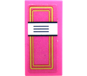 LEGO Dark Pink Tile 1 x 2 with Notebook Cover with Lines Sticker with Groove (3069)