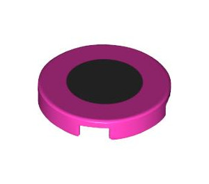 LEGO Dark Pink Tile 2 x 2 Round with Black Circle with Bottom Stud Holder (14769 / 79547)