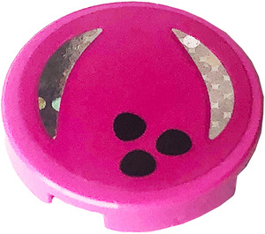 LEGO Dark Pink Tile 2 x 2 Round with Dotts, Holographic Sticker with Bottom Stud Holder (14769)