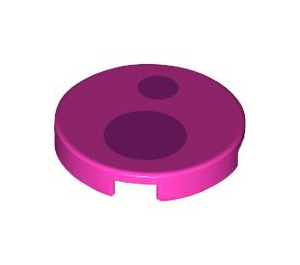 LEGO Dark Pink Tile 2 x 2 Round with Pink Circles with Bottom Stud Holder (14769 / 79546)