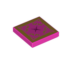 LEGO Dark Pink Tile 2 x 2 with Gold Cushion with Groove (3068 / 19884)